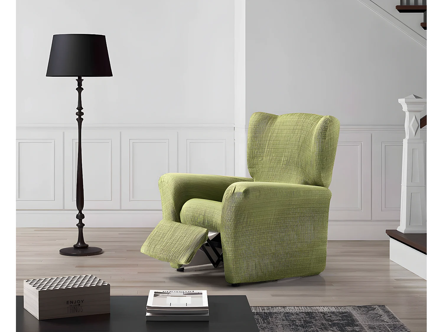 ESTORALIS | Funda Sillon Tejido Elastico Resistente | Para Sillon Relax | Tamaño ( de 70 a 90 cm. )  | Modelo VEGA Color Verde