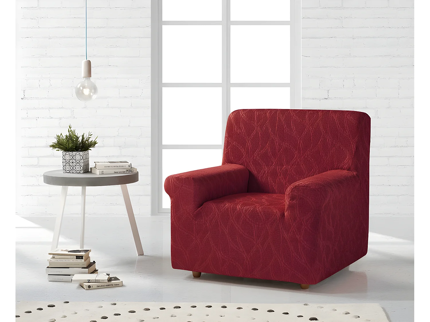 ESTORALIS | Funda de Sofá Tejido Elastico Resistente | Para Sillon 1 Plaza | Tamaño ( de 70 a 110 cm. )  | Modelo ALEXIA Color Rojo