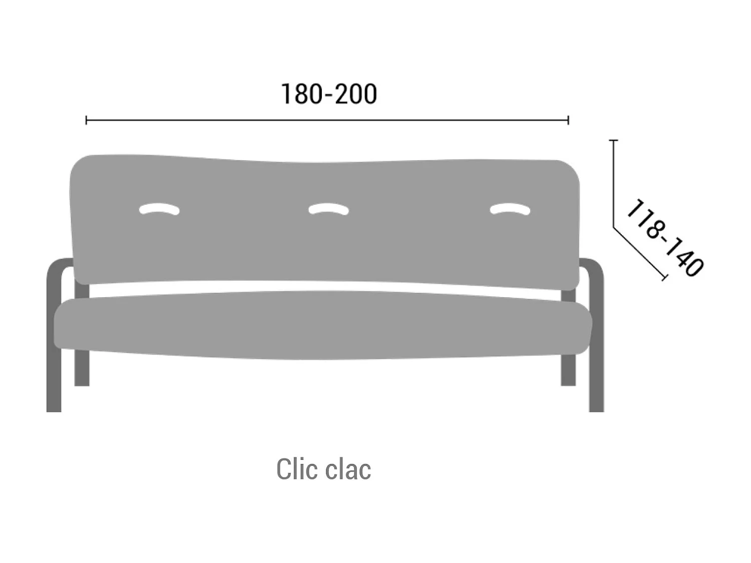 ESTORALIS | Funda de Sofá Tejido Elastico Resistente | Para Sofa Clic Clac 3 Plazas | Tamaño (de 180 a 205 cm.)  | Modelo BETA Color Gris