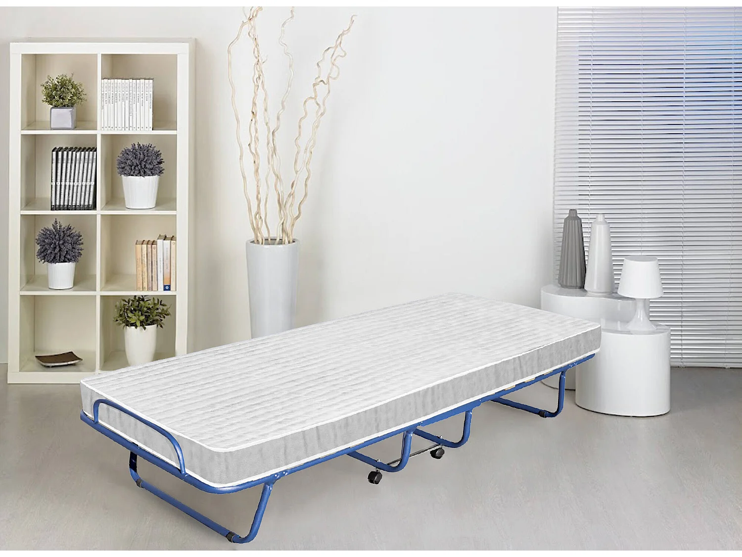 Dpiate opklapbed, Veldbed met 15 latten, Inclusief matras, Ruimtebesparend kinderbedje, 100% Made in Italy, 80x190h39 cm, Beschermhoes op aanvraag