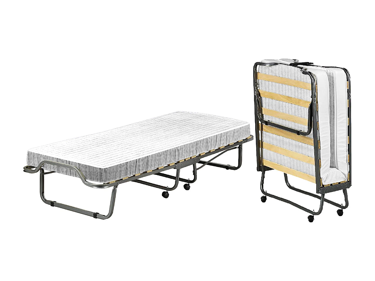 Lit pliant Dpava, lit de camp peu encombrant avec sommier à 15 lattes, housse de protection incluse, 100% Made in Italy, 80x200h40 cm, matelas inclus