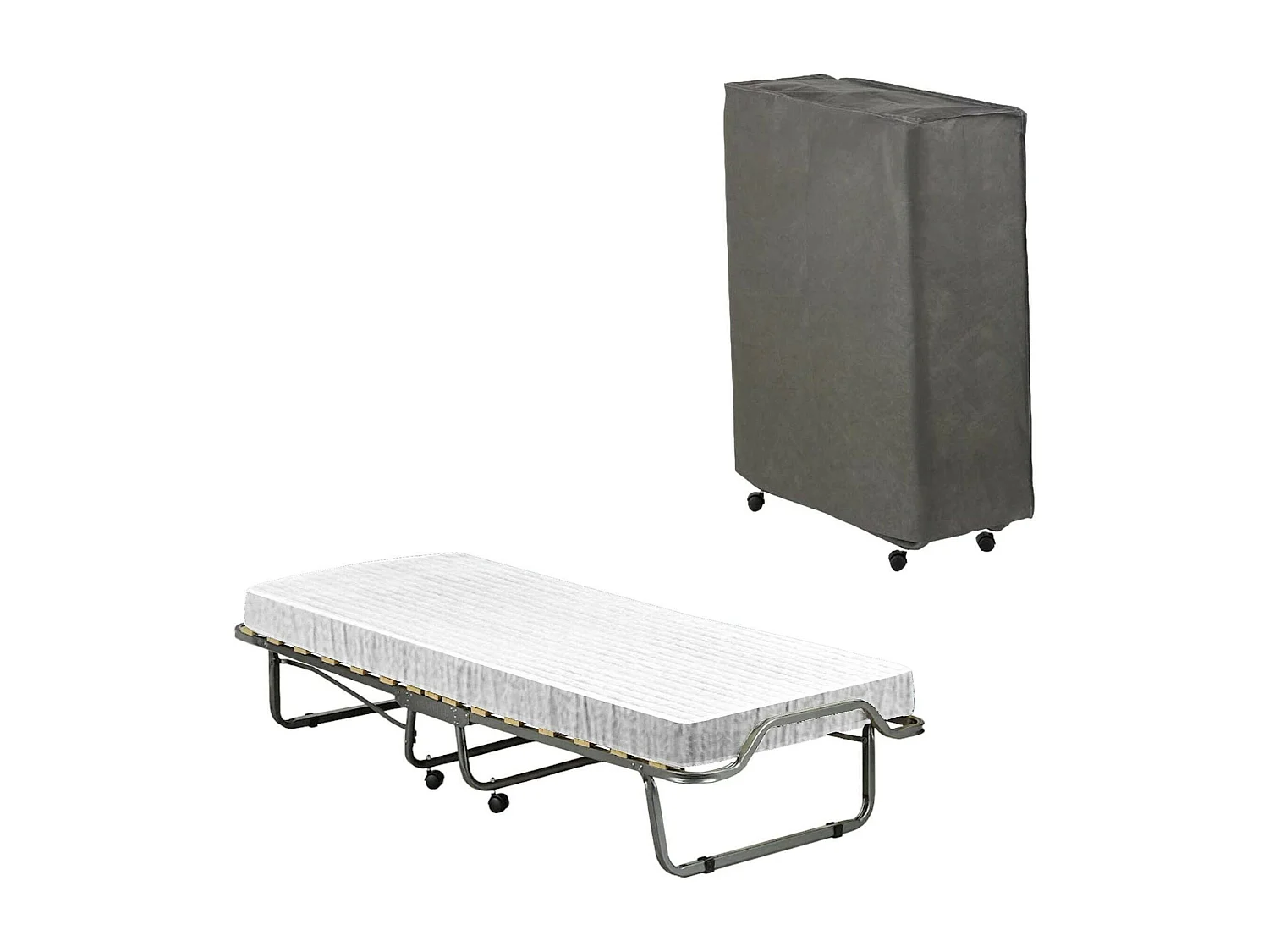 Lit pliant Dpava, lit de camp peu encombrant avec sommier à 15 lattes, housse de protection incluse, 100% Made in Italy, 80x200h40 cm, matelas inclus