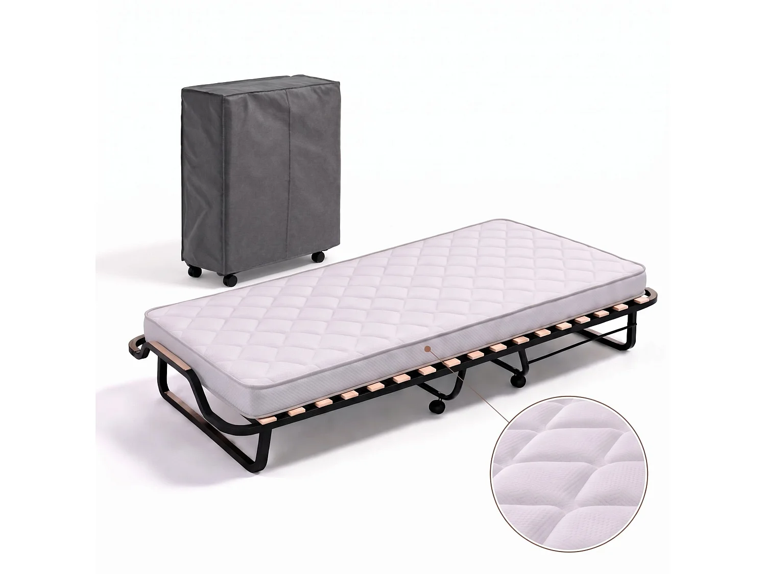 Cama plegable Dpava, Cama plegable que ahorra espacio con 15 somier, Funda incluida, 100% Made in Italy, 80x200h40 cm, colchón incluido