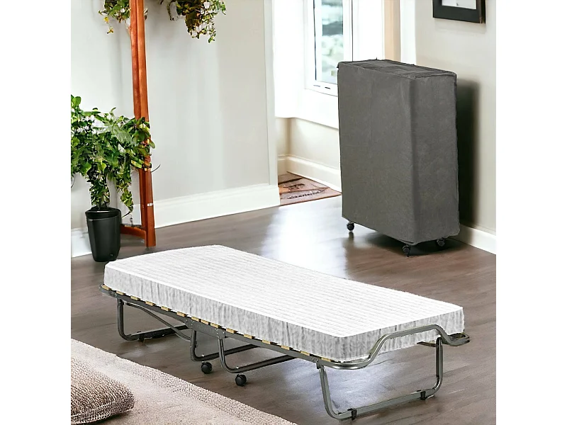 Dpava opklapbed, ruimtebesparend veldbed met 15 latten, inclusief beschermhoes, 100% Made in Italy, 80x200h40 cm, inclusief matras