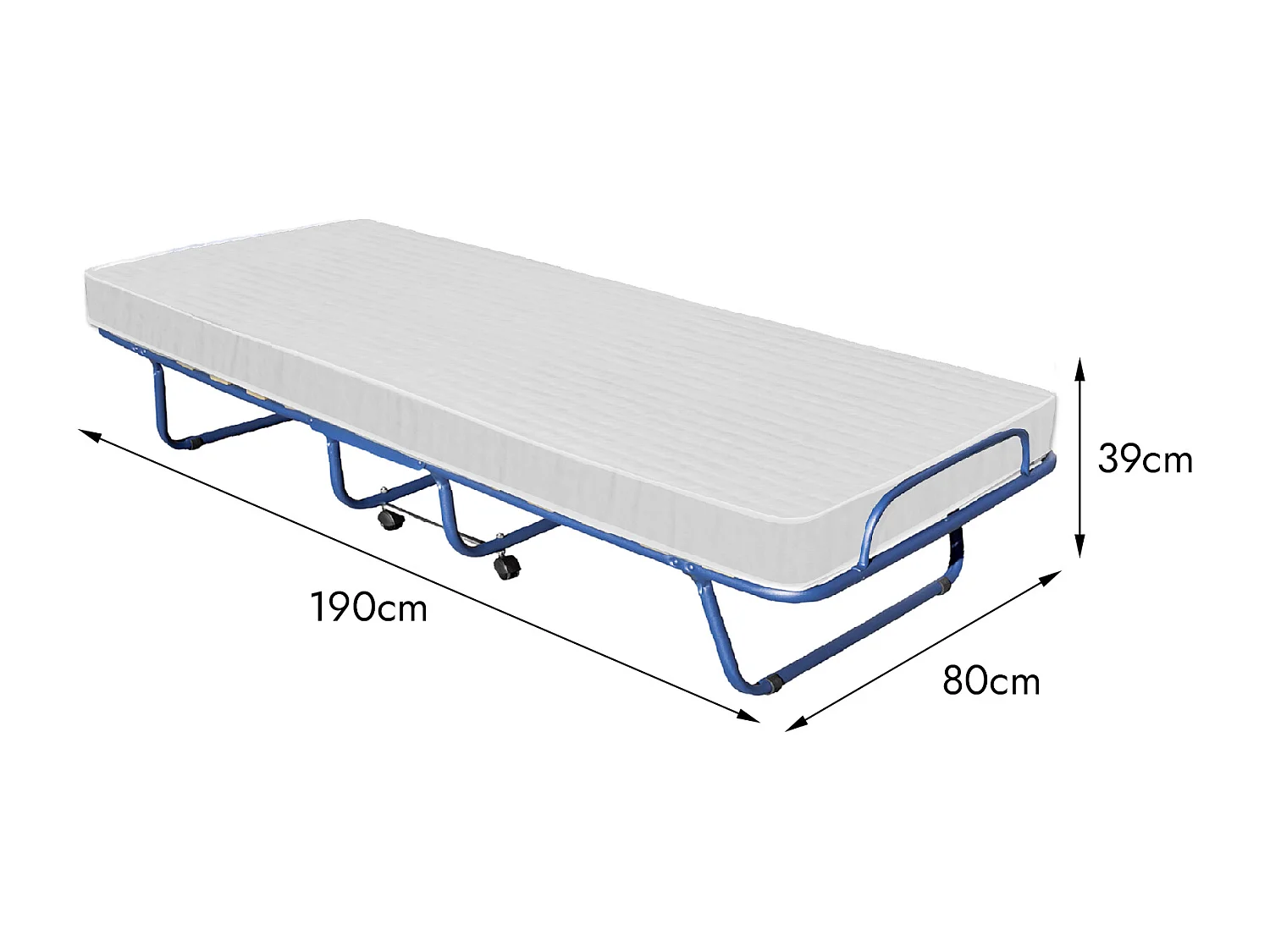 Lit pliant Dpiate, Lit de camp à 15 lattes, Matelas inclus, Lit bébé peu encombrant, 100% Made in Italy, 80x190h39 cm, Housse de protection incluse