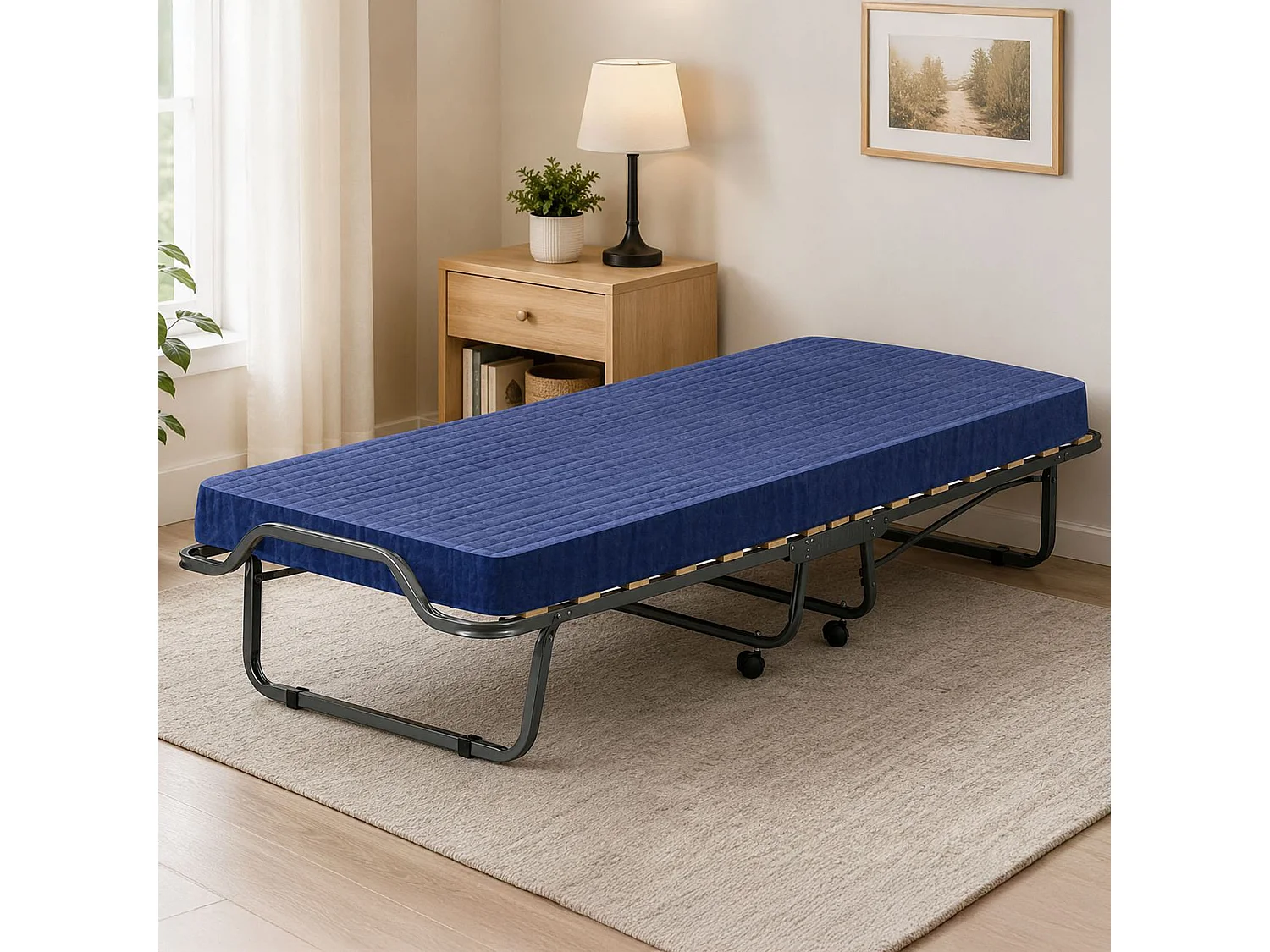 Lit pliant Dabadian, Lit de camp à 15 lattes, Lit bébé peu encombrant, 100% Made in Italy, 80x200h40 cm, matelas inclus