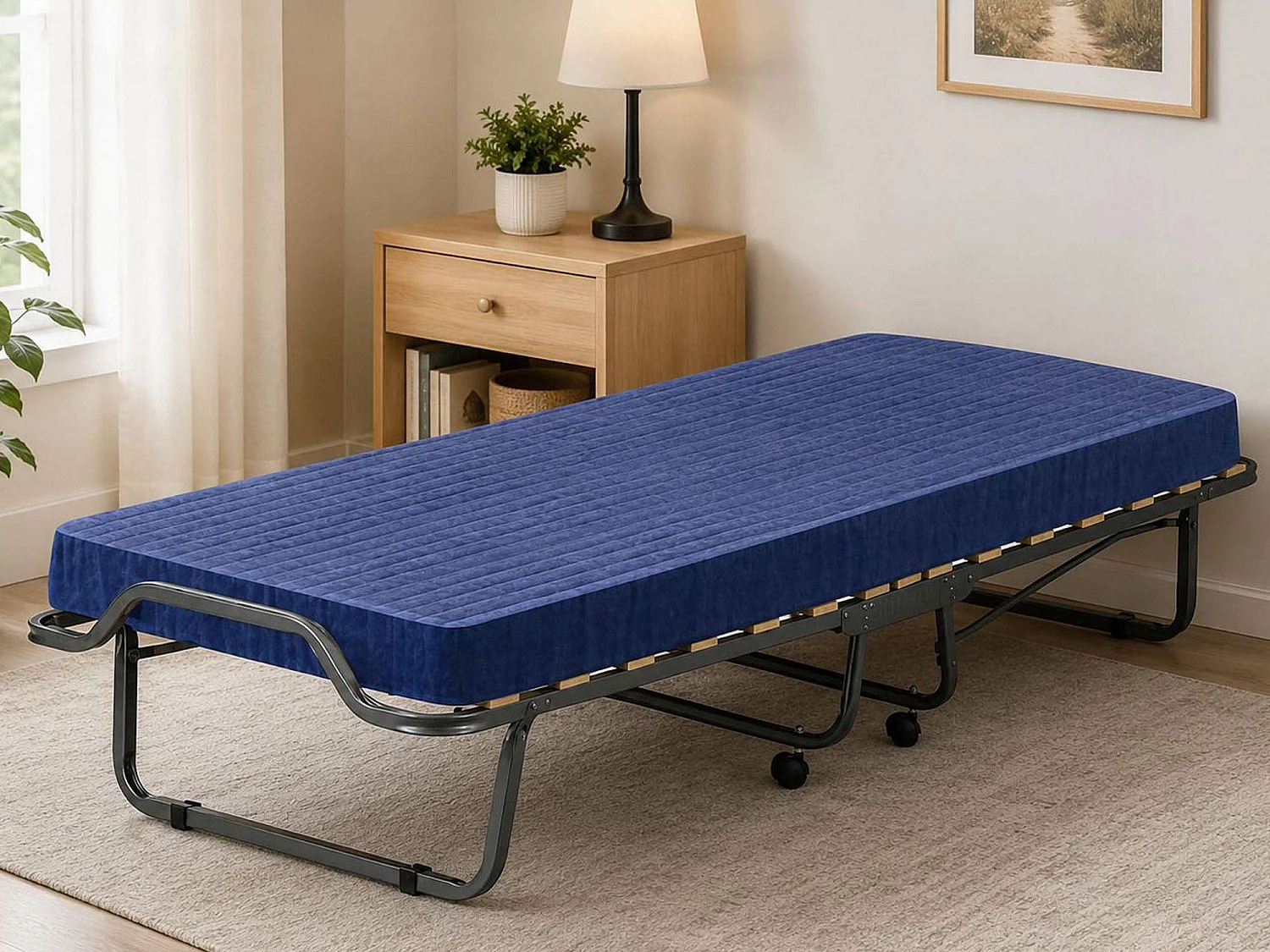Lit pliant Dabadian, Lit de camp à 15 lattes, Lit bébé peu encombrant, 100% Made in Italy, 80x200h40 cm, matelas inclus