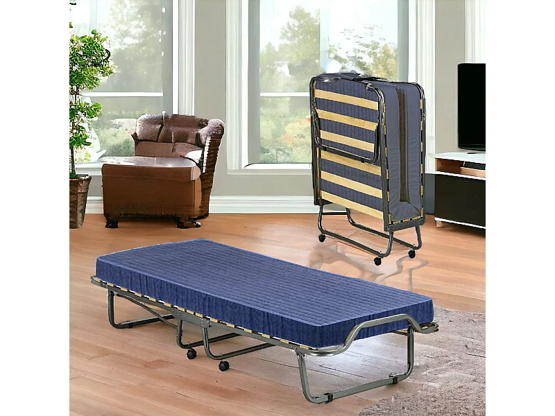 Lit pliant Dabadian, Lit de camp à 15 lattes, Lit bébé peu encombrant, 100% Made in Italy, 80x200h40 cm, matelas inclus