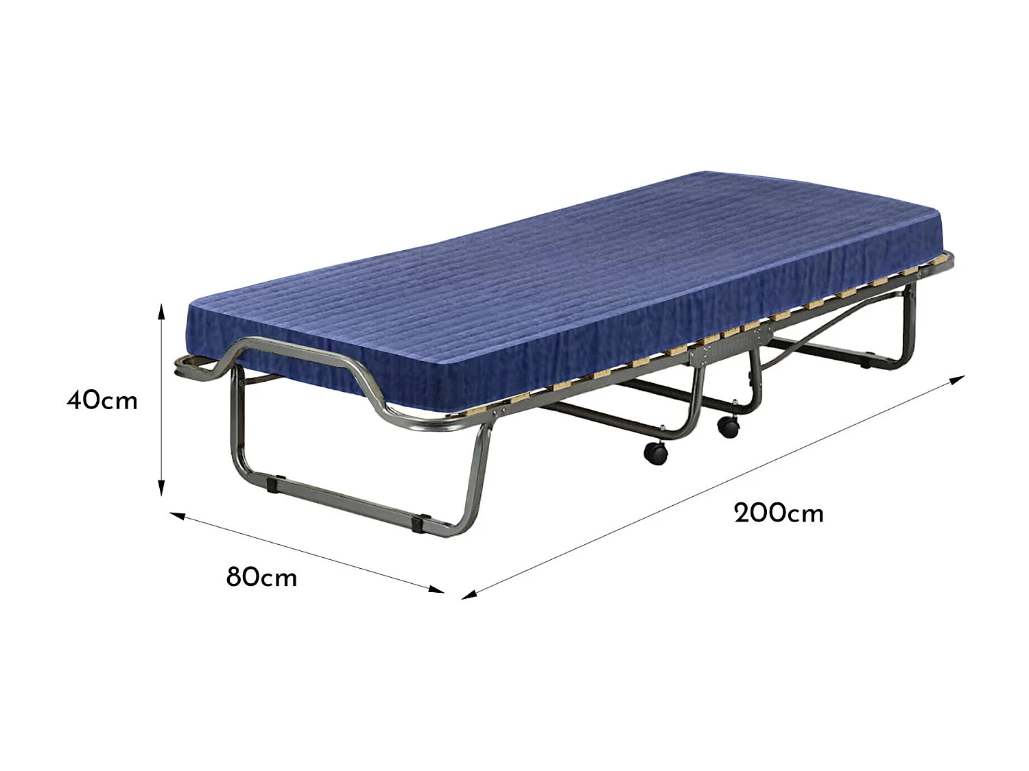 Lit pliant Dabadian, lit pliant à 15 lattes, lit bébé peu encombrant, 100% Made in Italy, 80x200h40 cm, matelas à mémoire de forme inclus