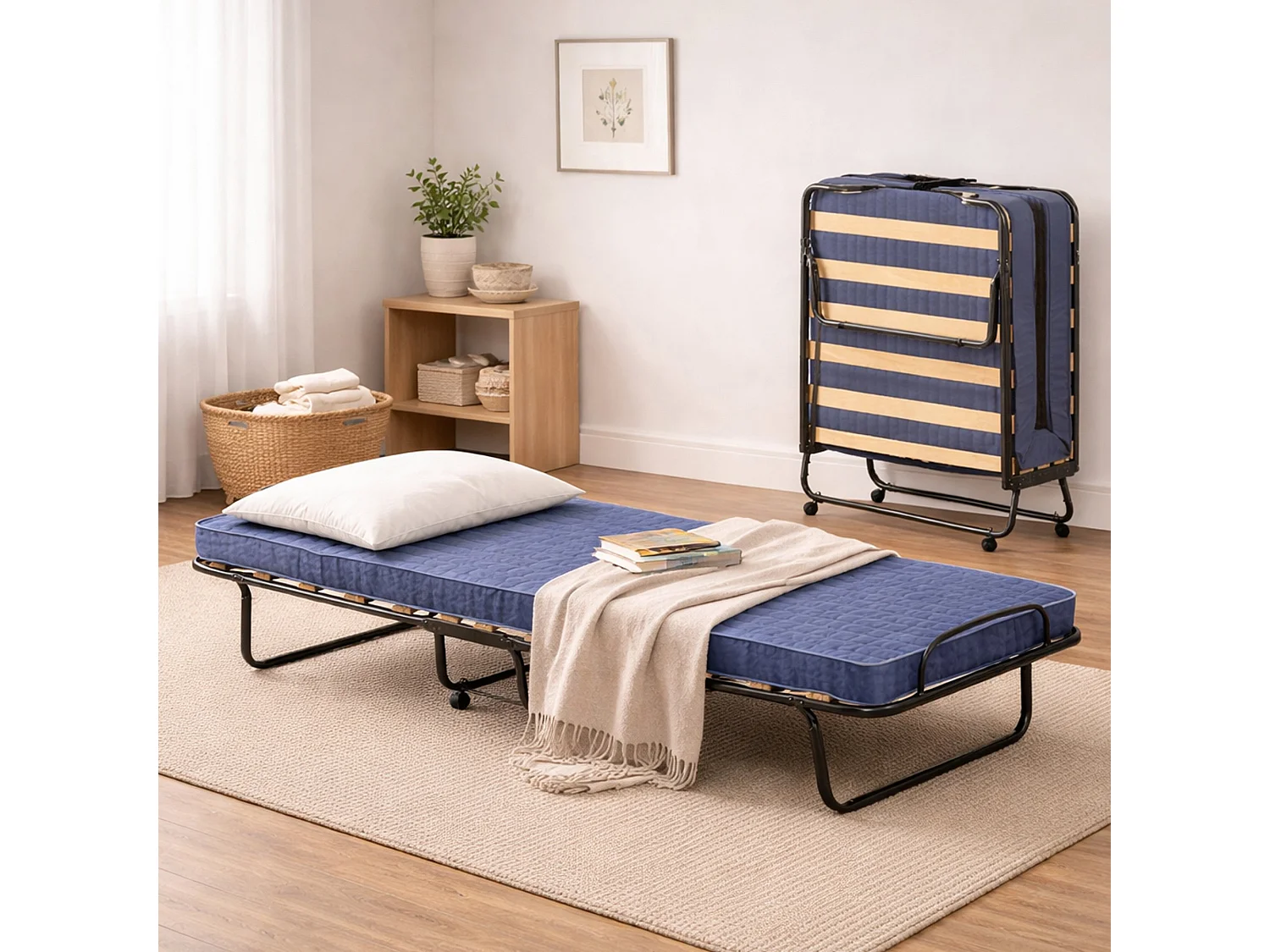 Dabadian opklapbed, opklapbed met 15 latten, ruimtebesparend kinderbedje, 100% Made in Italy, 80x200h40 cm, inclusief memory-matras