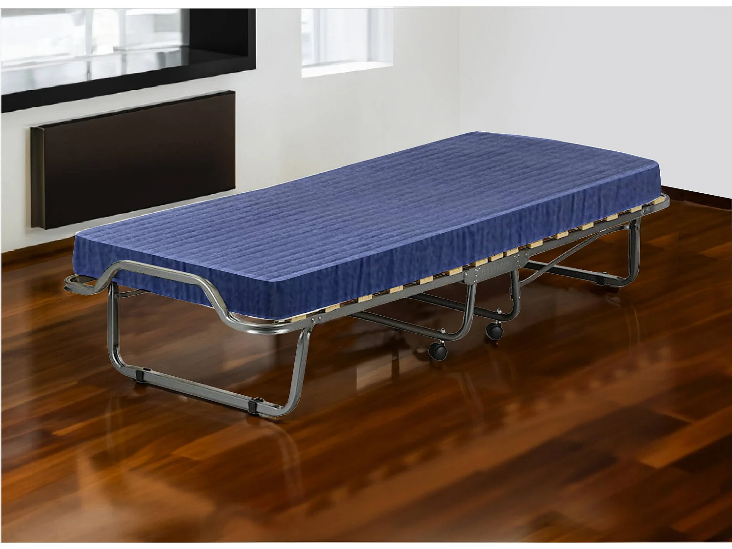 Klappbett Daaltone, Feldbett Platzsparendes mit 15 Lattenrost, inklusive Schutzhülle, 100% Made in Italy, 80x200x40 cm, inklusive memory Matratze