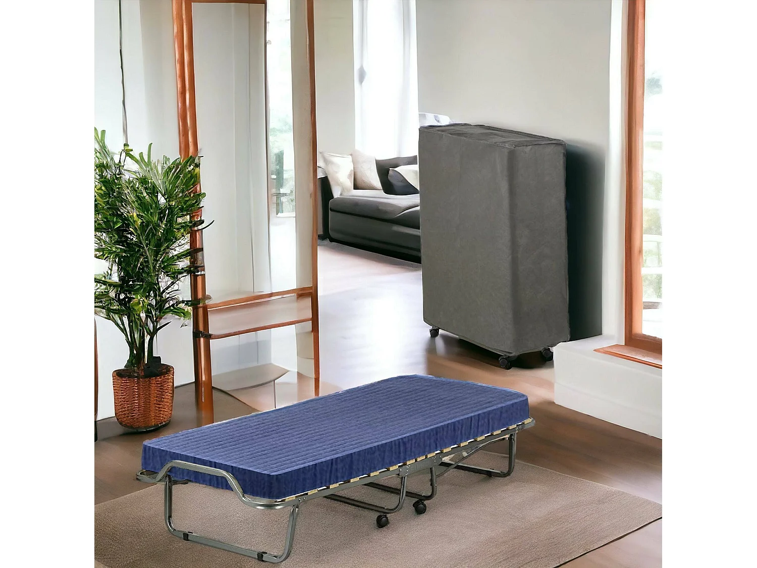 Klappbett Daaltone, Feldbett Platzsparendes mit 15 Lattenrost, inklusive Schutzhülle, 100% Made in Italy, 80x200x40 cm, inklusive memory Matratze