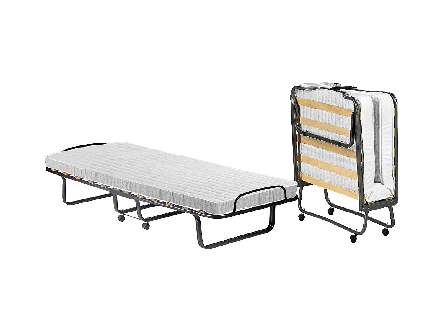 Lit pliant Dparis, Lit de camp à 12 lattes, Matelas inclus, Lit bébé peu encombrant, 100% Made in Italy, 80x190h37 cm, Housse de protection incluse
