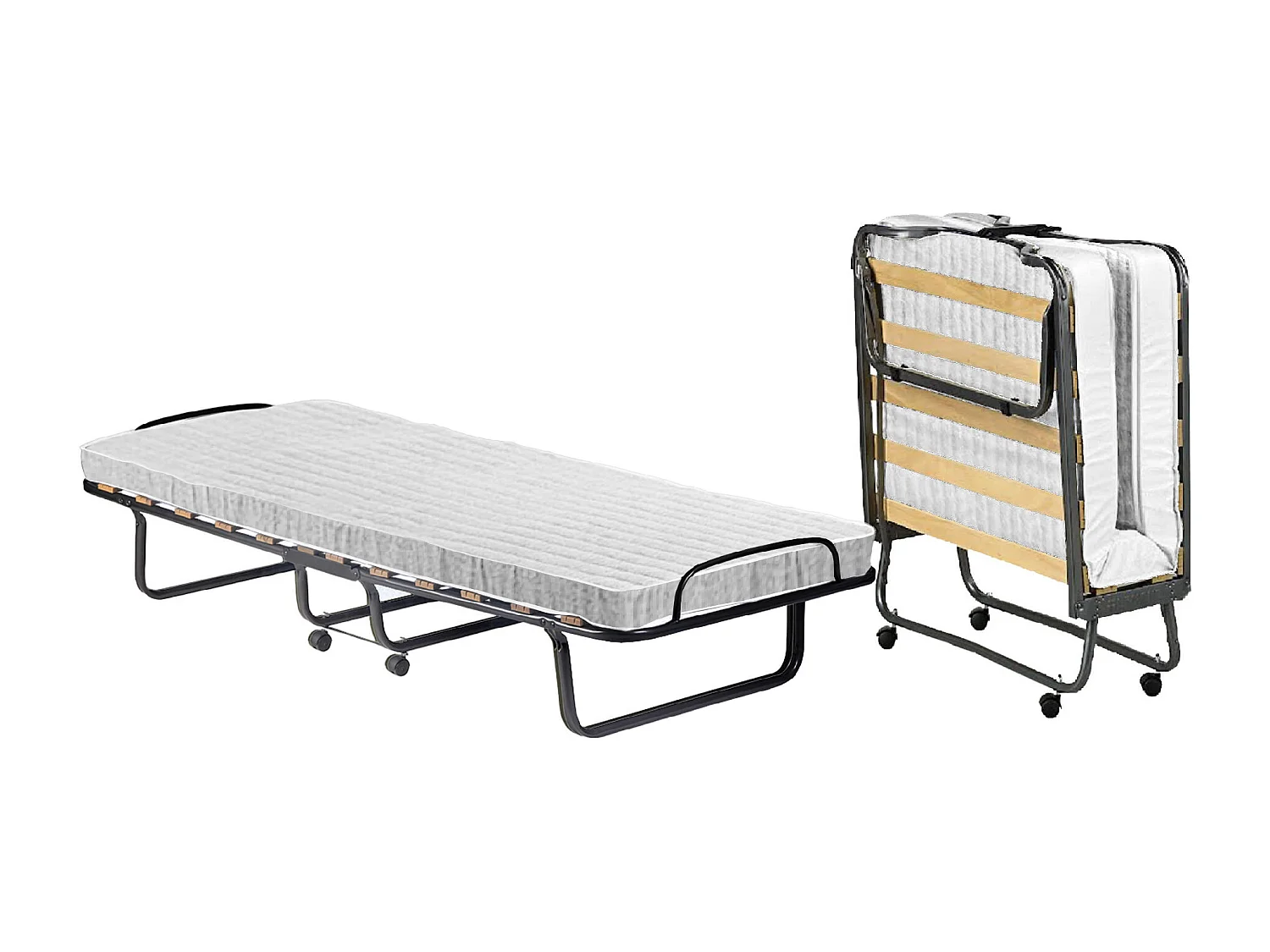 Lit pliant Dparis, Lit de camp à 12 lattes, Matelas inclus, Lit bébé peu encombrant, 100% Made in Italy, 80x190h37 cm, Housse de protection incluse