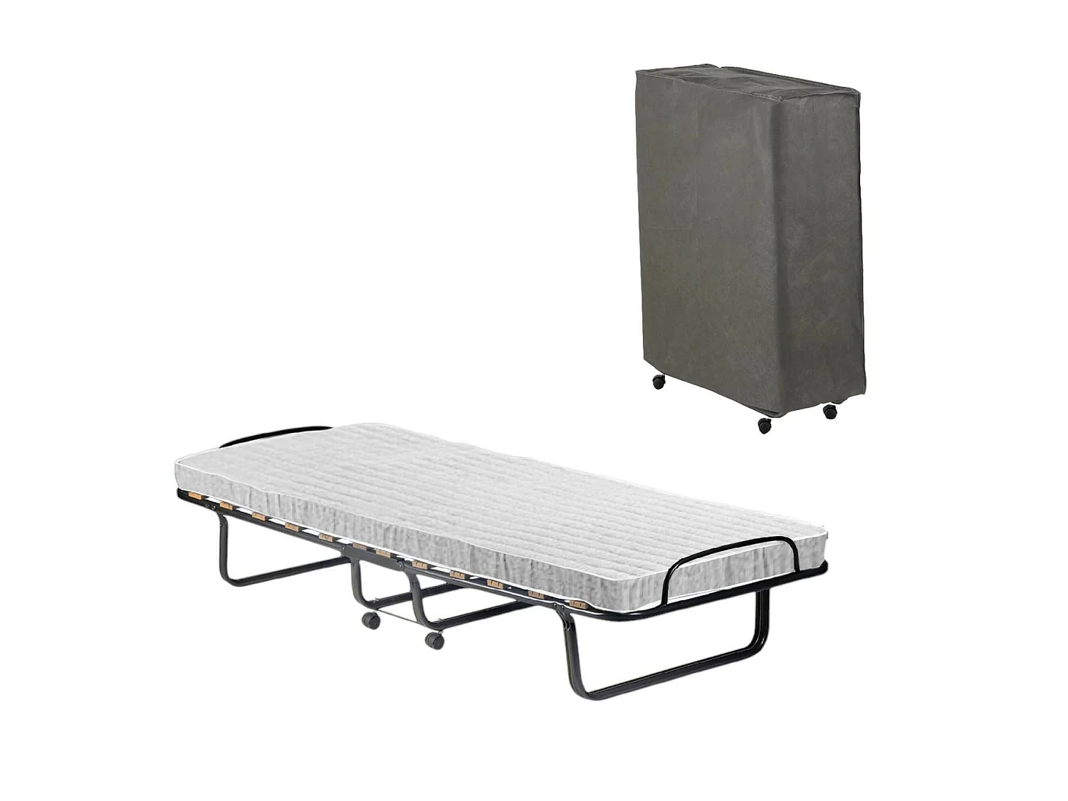 Letto Pieghevole Tellus, Materasso Incluso Made in Italy, 80x190 cm Nero, Brandina