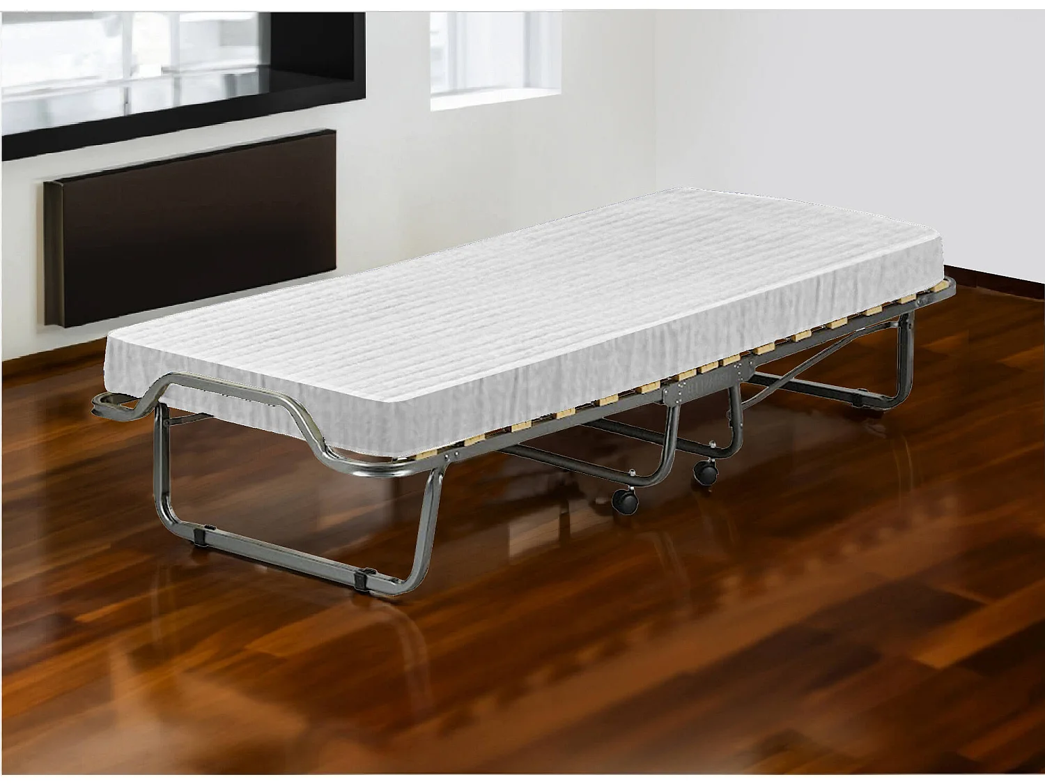 Cama dobrável Dperic, cama dobrável com 15 ripas, berço que economiza espaço, 100% Fabricado na Itália, 80x200h40 cm, colchão viscoelástico incluído