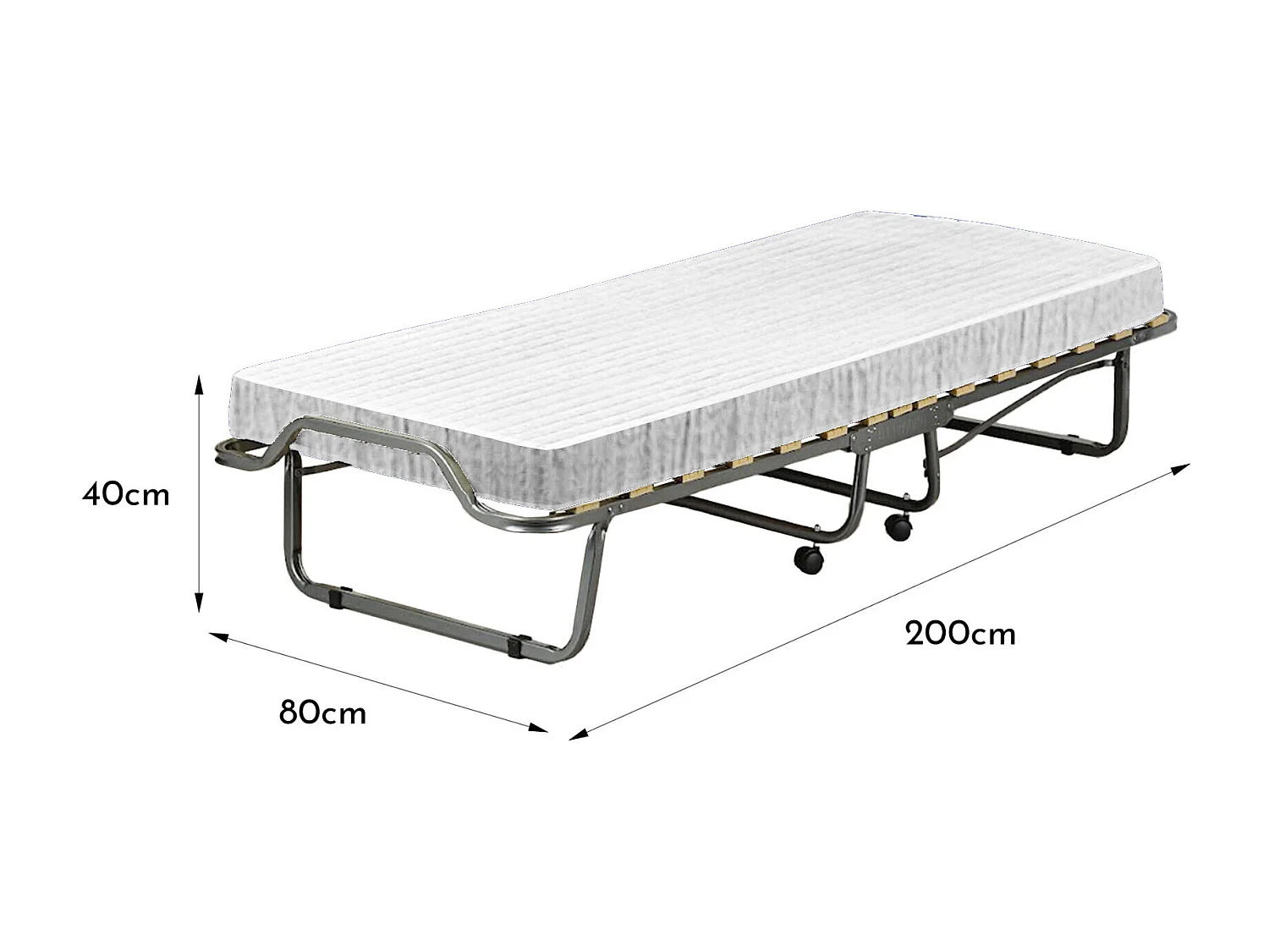 Lit pliant Dperic, lit pliant à 15 lattes, lit bébé peu encombrant, 100% Made in Italy, 80x200h40 cm, matelas à mémoire de forme inclus