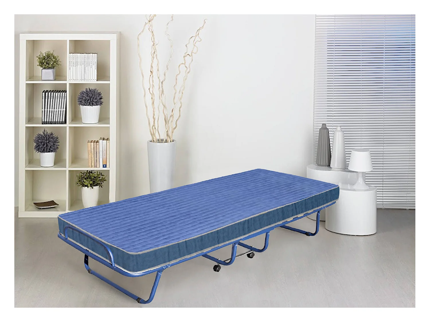 Dabambil opklapbed, Kampeerbed met 15 latten, Matras inbegrepen, Ruimtebesparend kinderbedje, 100% Made in Italy, 80x190h39 cm, Inclusief beschermhoes