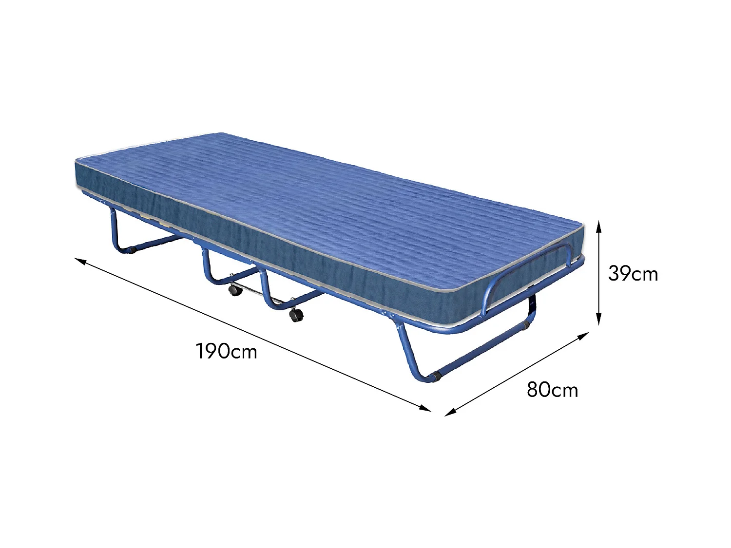 Dabambil opklapbed, Kampeerbed met 15 latten, Matras inbegrepen, Ruimtebesparend kinderbedje, 100% Made in Italy, 80x190h39 cm, Inclusief beschermhoes