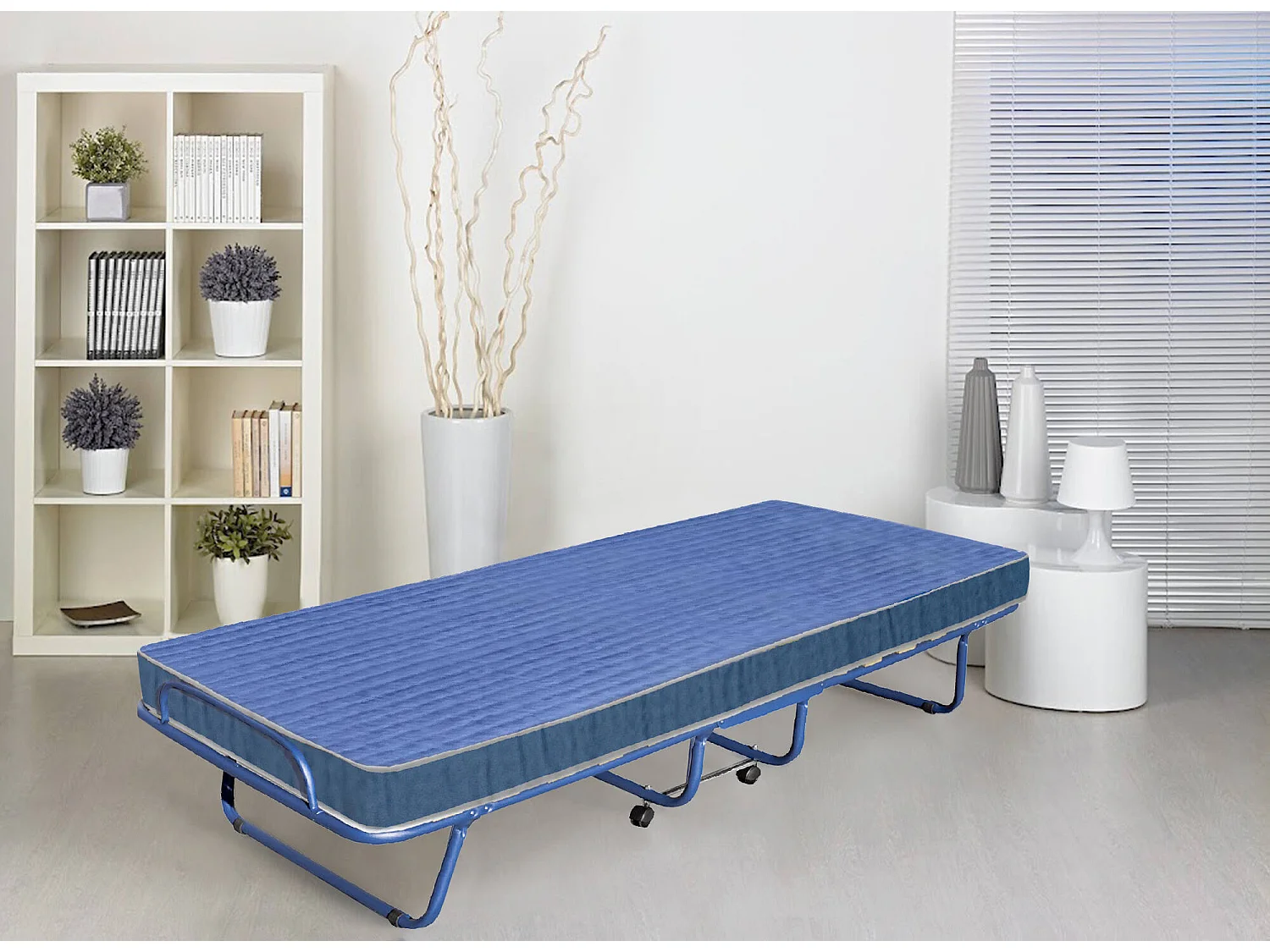 Klappbett Dabambil, Feldbett mit 15 Lattenrosten, inklusive Matratze, platzsparendes Bett, 100% Made in Italy, 80x190h39 cm, Anthrazit, Schutzhülle auf Anfrage