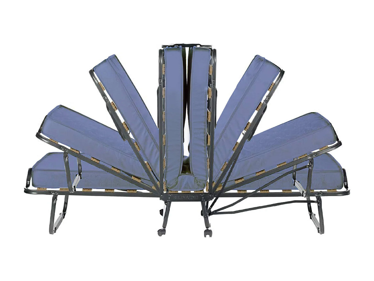 Dabambil opklapbed, Kampeerbed met 15 latten, Matras inbegrepen, Ruimtebesparend kinderbedje, 100% Made in Italy, 80x190h39 cm, Beschermhoes op aanvraag