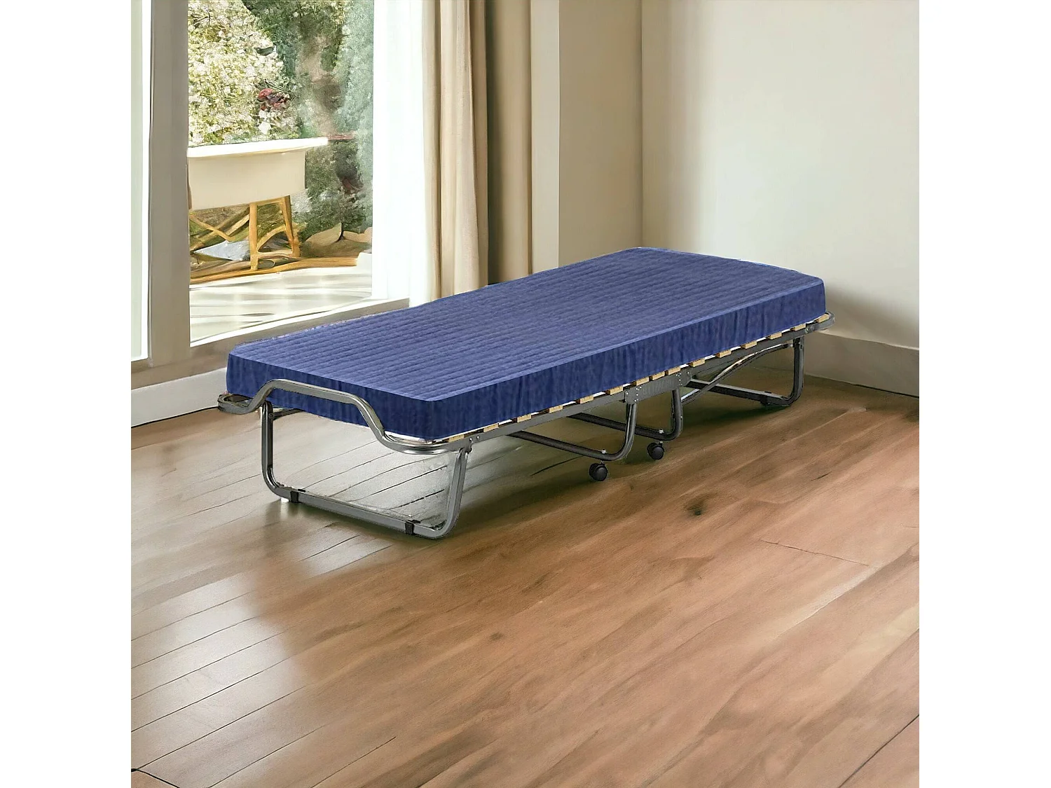 Dabambil opklapbed, Kampeerbed met 15 latten, Matras inbegrepen, Ruimtebesparend kinderbedje, 100% Made in Italy, 80x190h39 cm, Beschermhoes op aanvraag