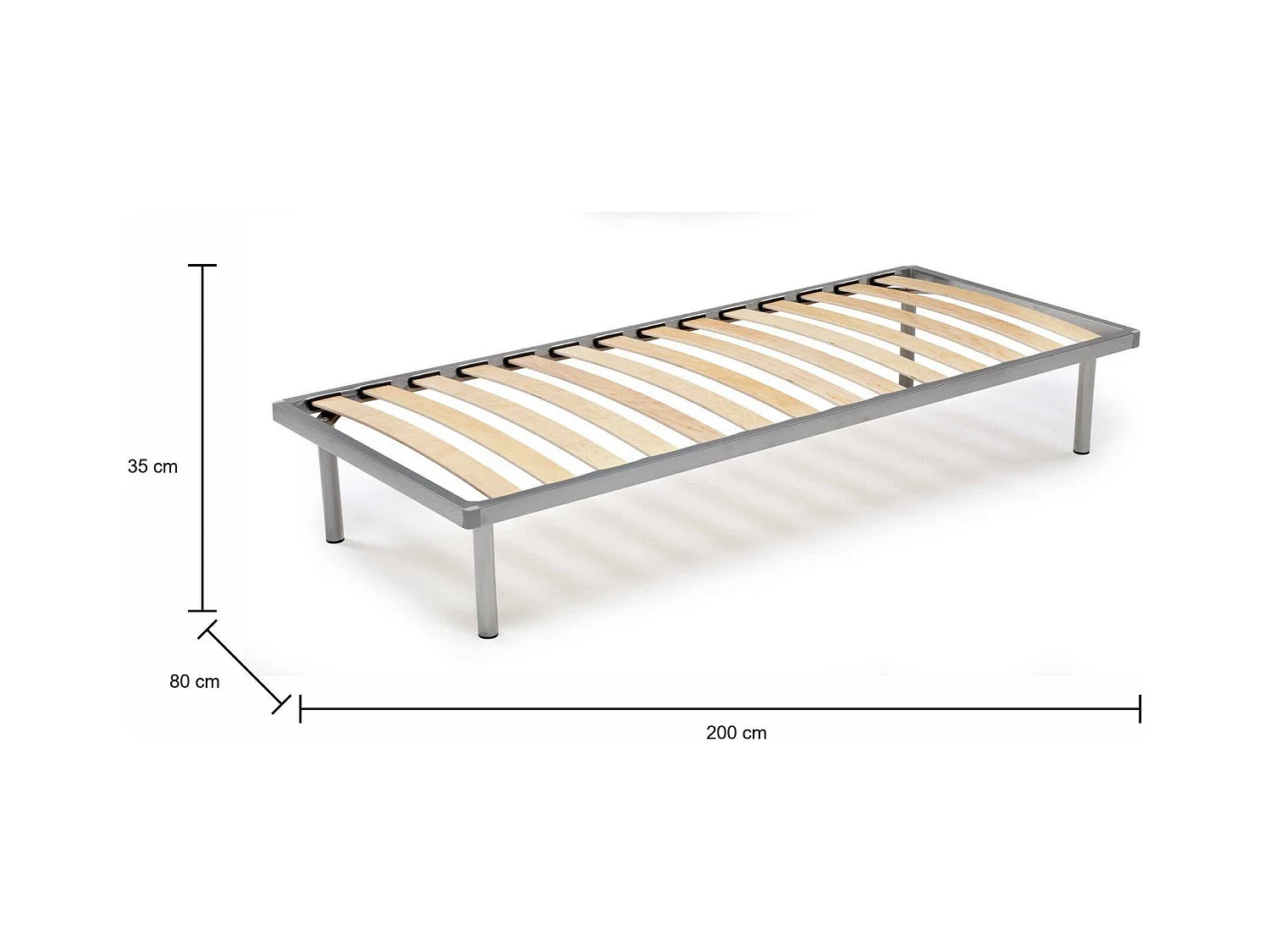 Sommier simple Dpira, Sommier orthopédique en contreplaqué de bouleau avec 14 lattes, 100% Made in Italy, 80x200h 34 cm