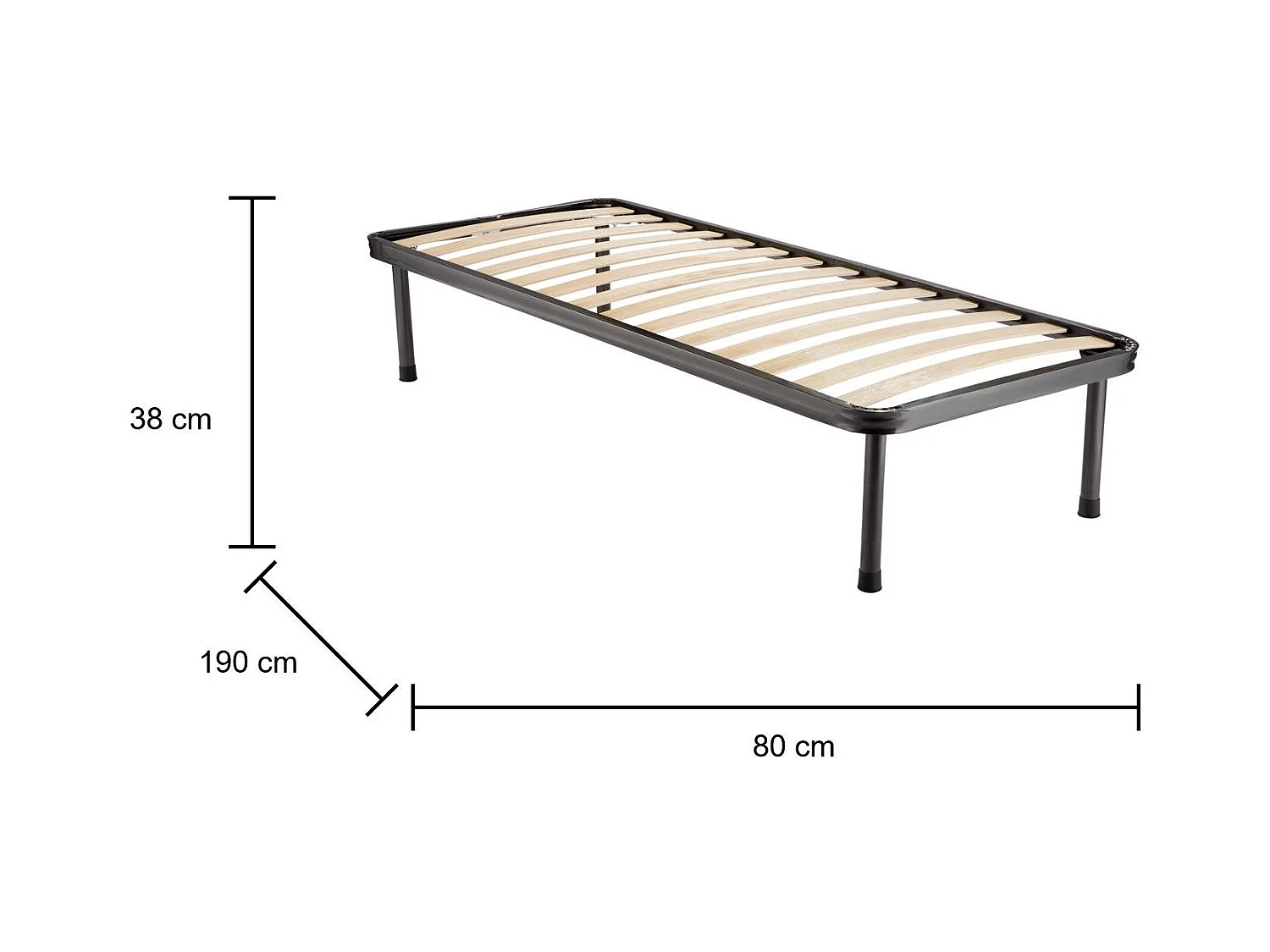 Einzelbettgestell Dabbrandin, orthopädischer 14 Lattenrost, 100% Made in Italy, 80x190x30 cm