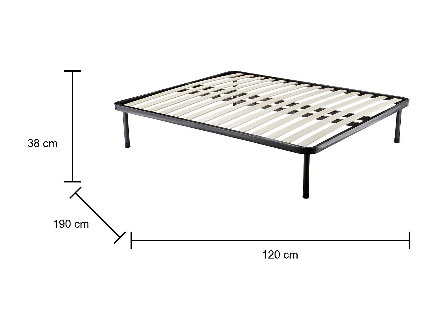 Dabbaspou dubbele bedbodem, Orthopedische basis met 14 latten, 100% Made in Italy, 120x190h30 cm