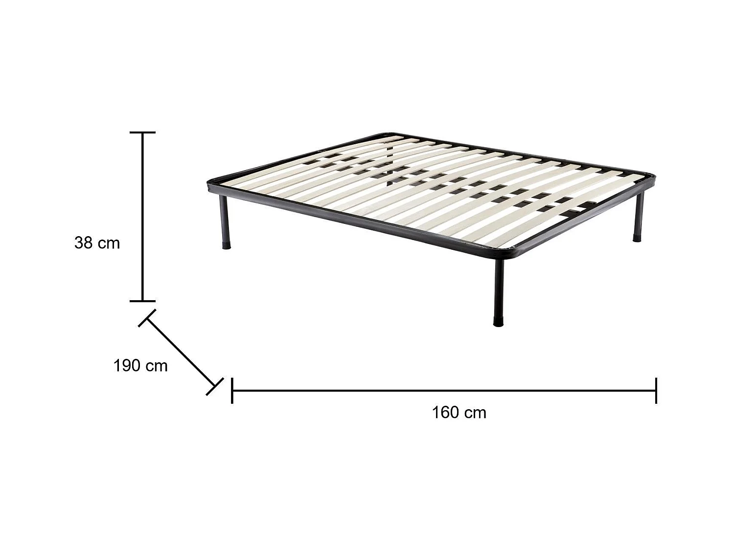 Sommier double Dabbasia, Sommier orthopédique à 14 lattes, 100% Made in Italy, 160x190h30 cm