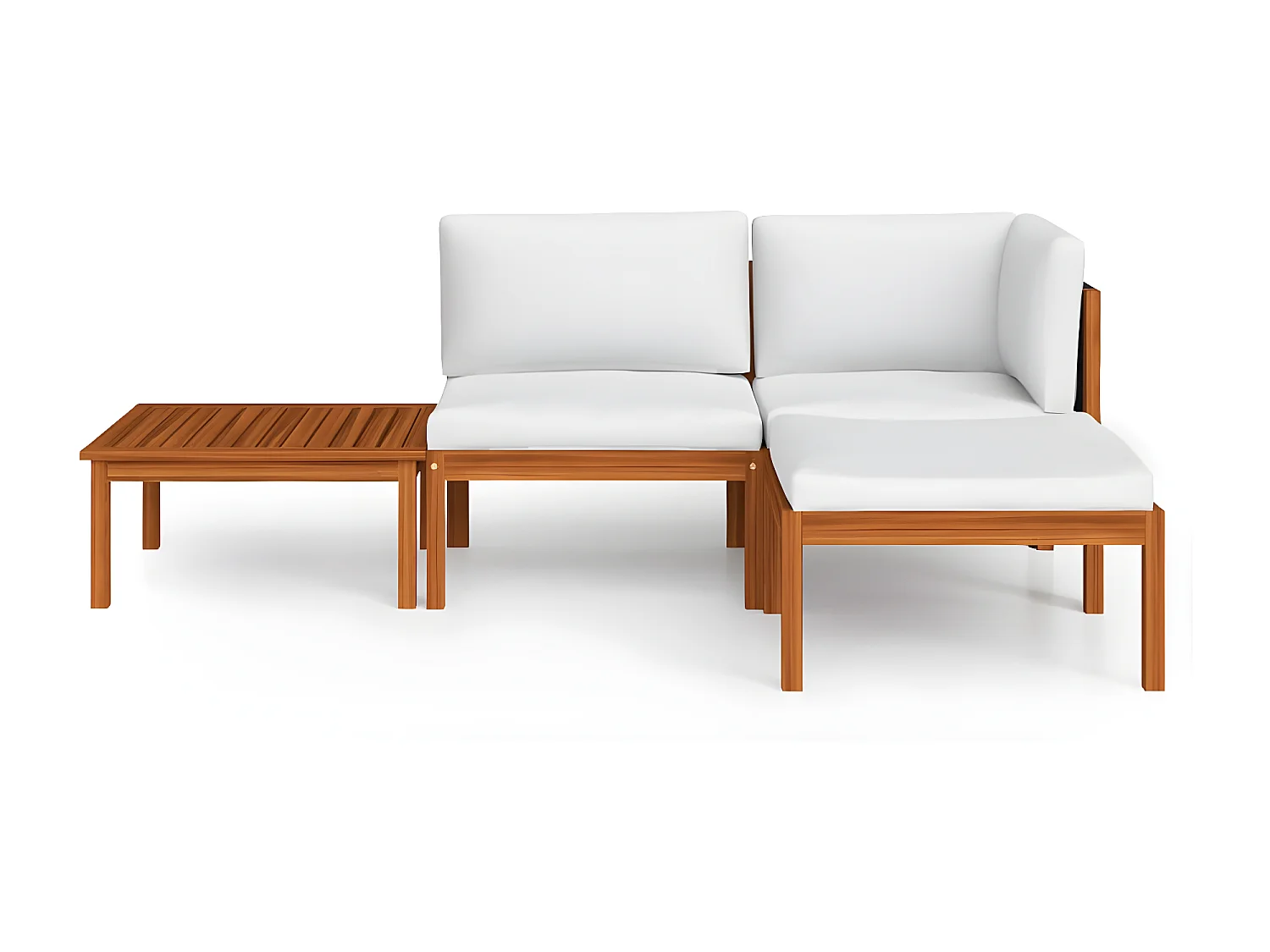 Set Salotti da Giardino 4 pz con Cuscini Crema Massello Acacia CFW89820