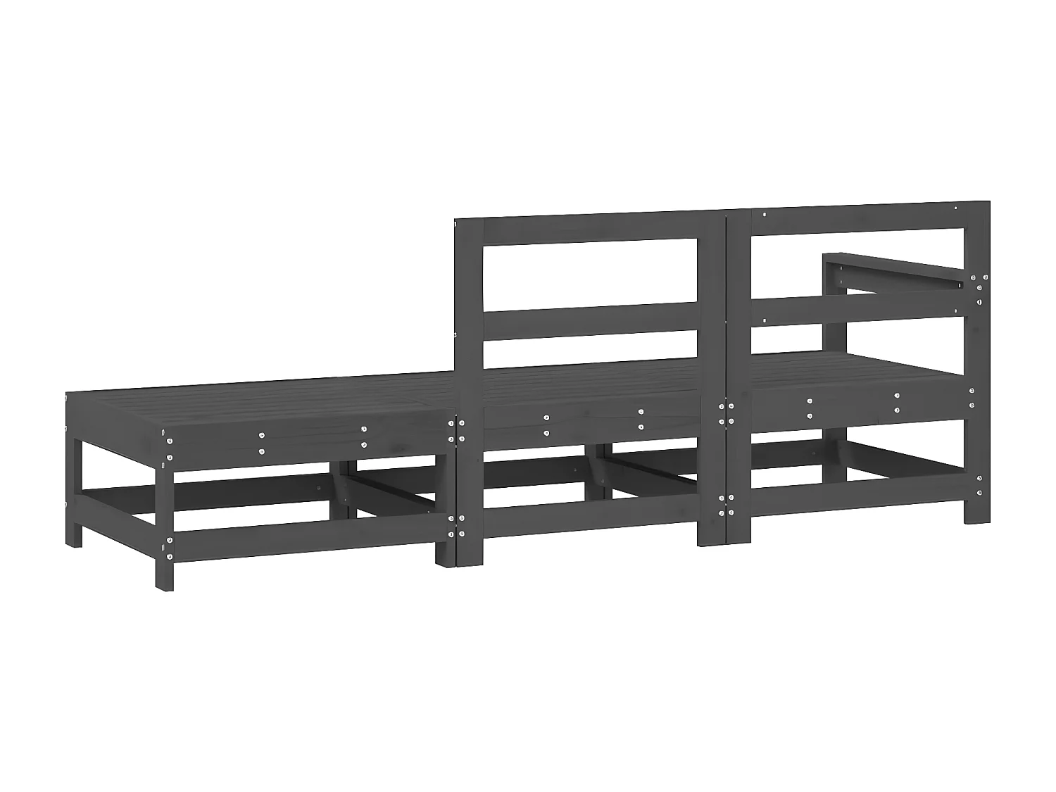 3-tlg. Garten-Sitzgruppe: Sofa + Tisch | Garten-Lounge-Set Grau Massivholz Kiefer -GKD106407