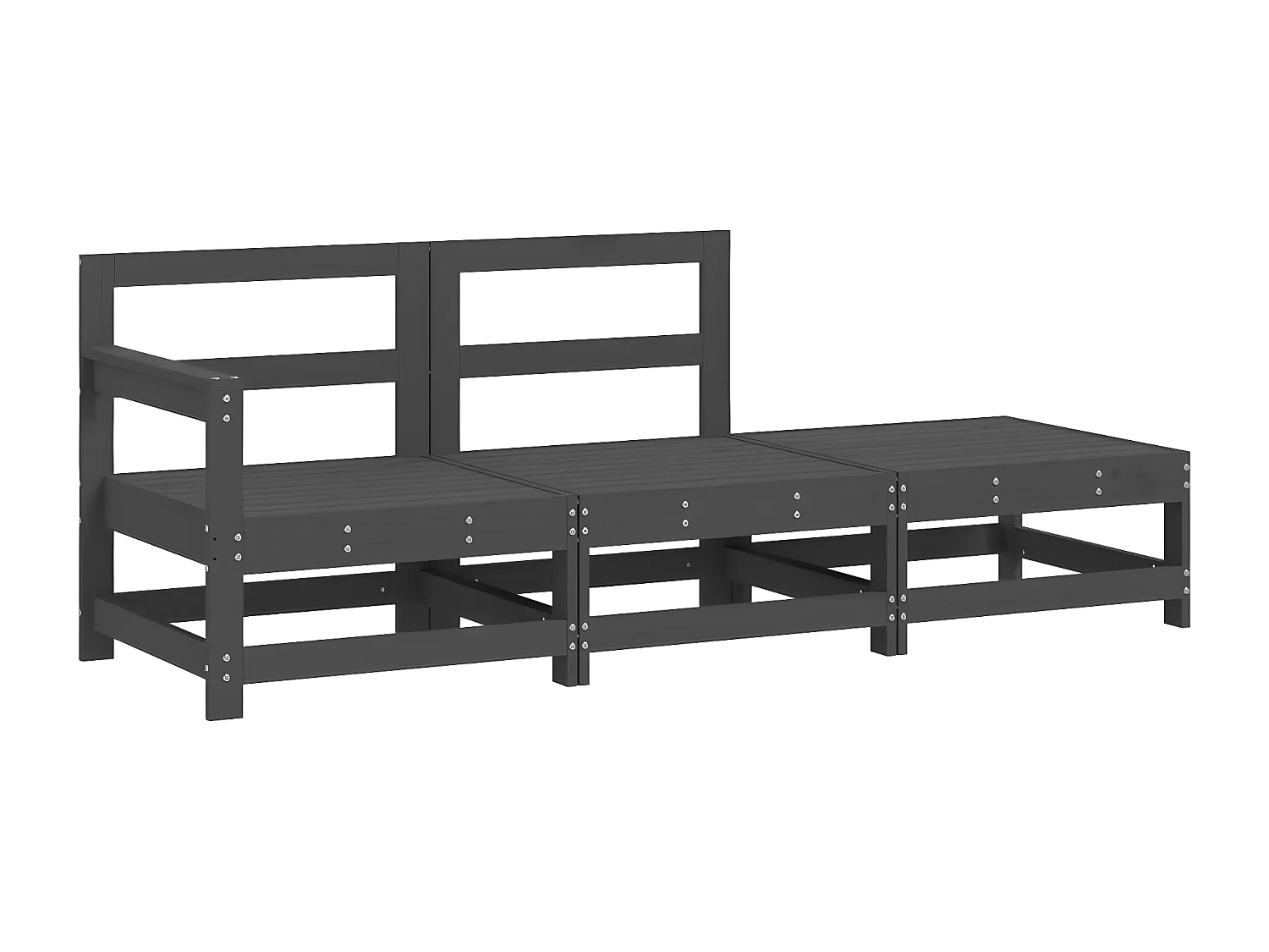 3-tlg. Garten-Sitzgruppe: Sofa + Tisch | Garten-Lounge-Set Grau Massivholz Kiefer -GKD106407