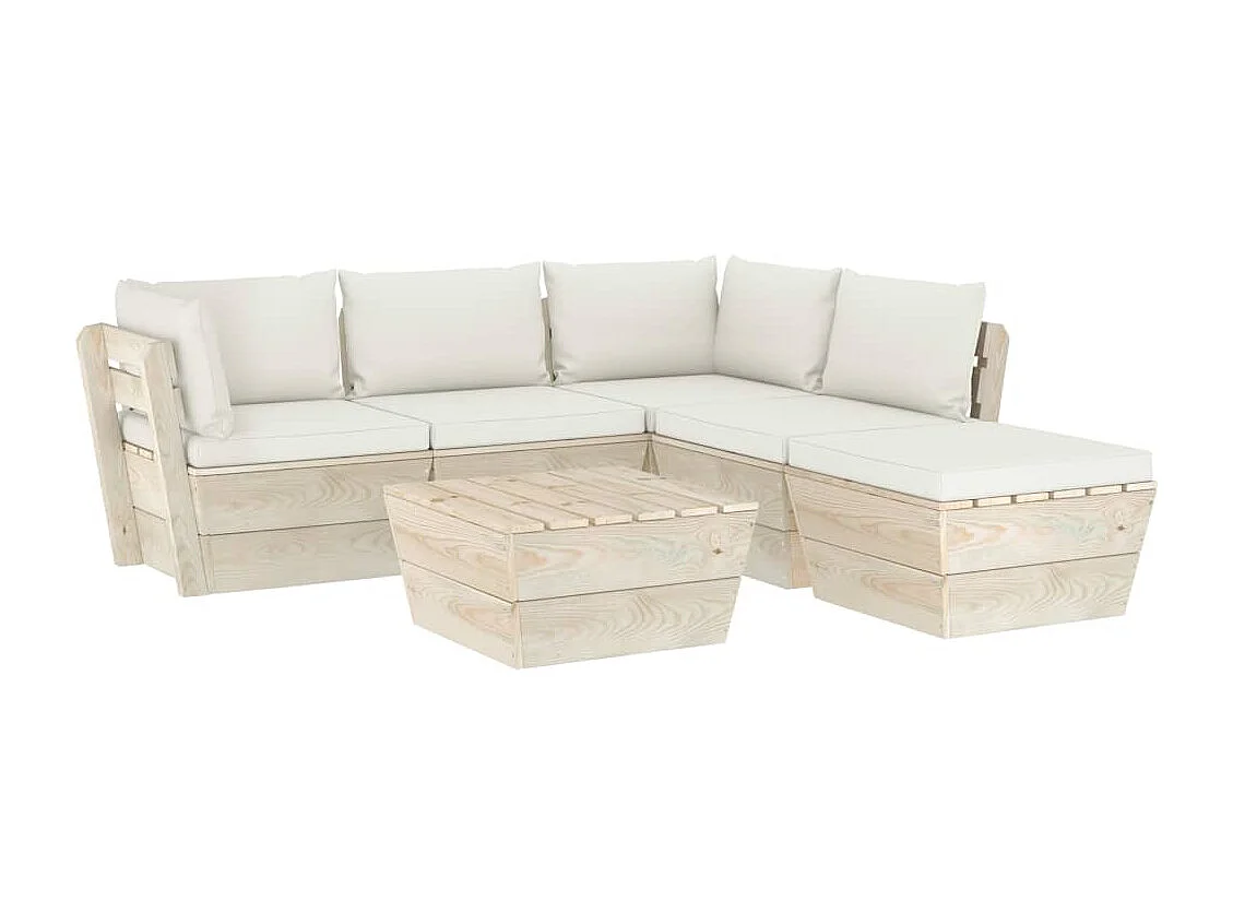6 pz Set Salotti da Giardino su Pallet con Cuscini Legno Abete CFW24873