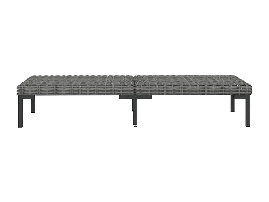 3-tlg. Garten-Sitzgruppe: Sofa + Tisch | Garten-Lounge-Set Dunkelgrau Halbrundes Poly Rattan -GKD428976