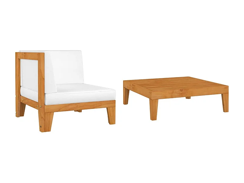 2-tlg. Garten-Sitzgruppe: Sofa + Tisch | Garten-Lounge-Set mit Auflagen Massivholz Akazie -GKD162022