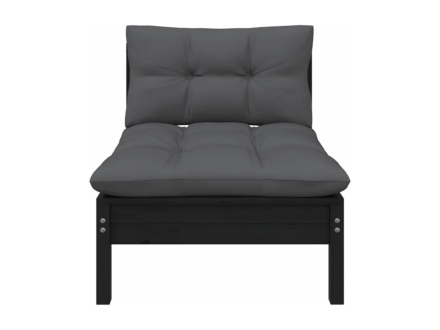 3-tlg. Garten-Sitzgruppe: Sofa + Tisch | Garten-Lounge-Set mit Kissen Schwarz Kiefer Massivholz -GKD562599