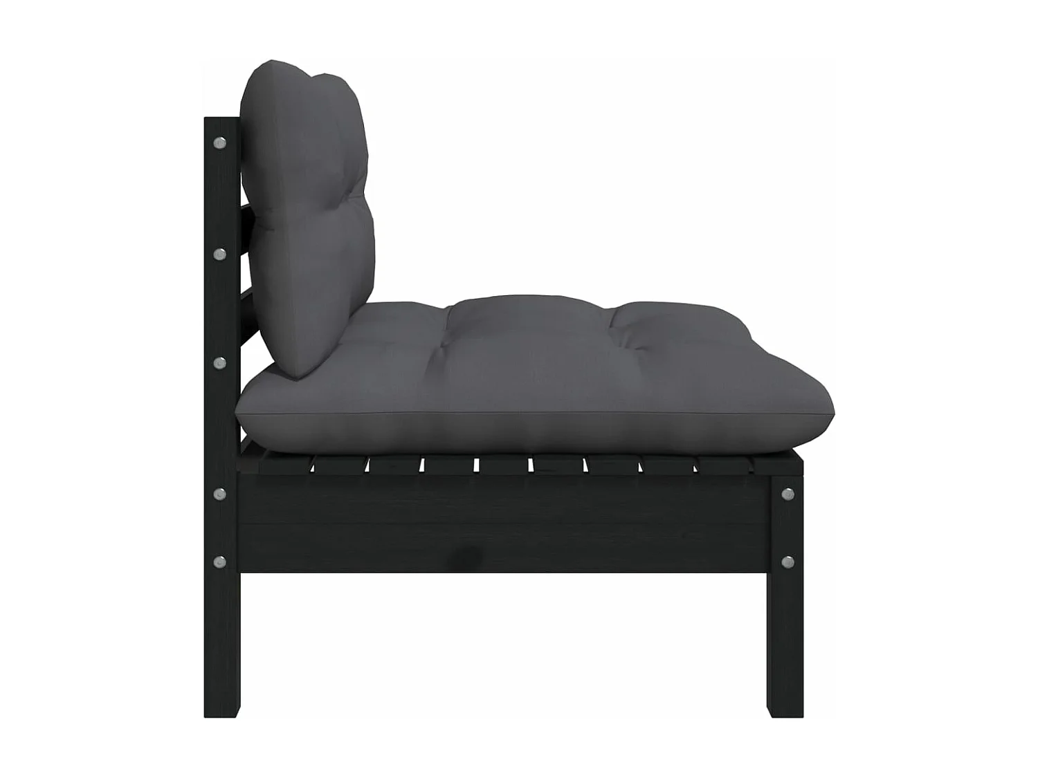 3-tlg. Garten-Sitzgruppe: Sofa + Tisch | Garten-Lounge-Set mit Kissen Schwarz Kiefer Massivholz -GKD562599