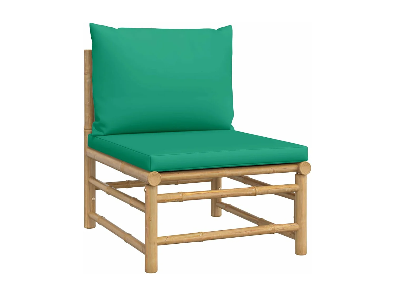 3-tlg. Garten-Sitzgruppe: Sofa + Tisch | Garten-Lounge-Set mit Grünen Kissen Bambus -GKD179830