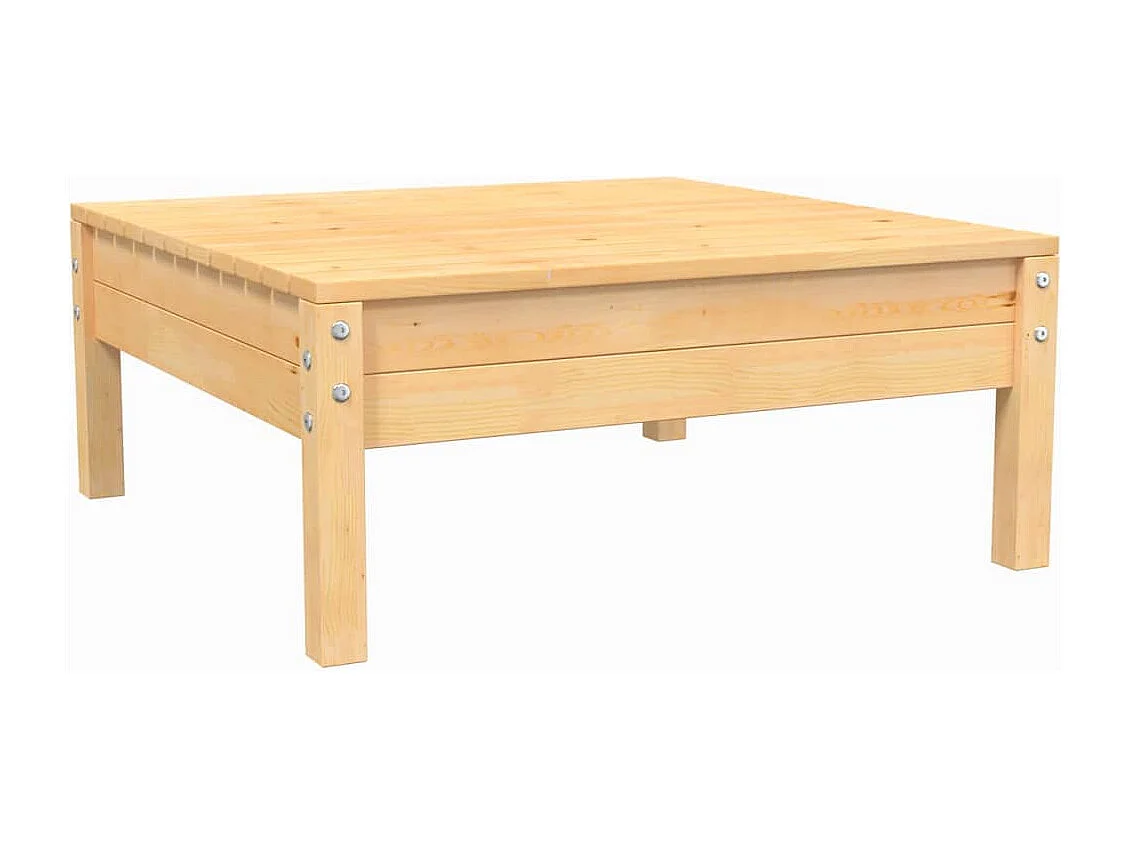 3-tlg. Garten-Sitzgruppe: Sofa + Tisch | Garten-Lounge-Set mit Kissen in Creme Massivholz Kiefer -GKD773736