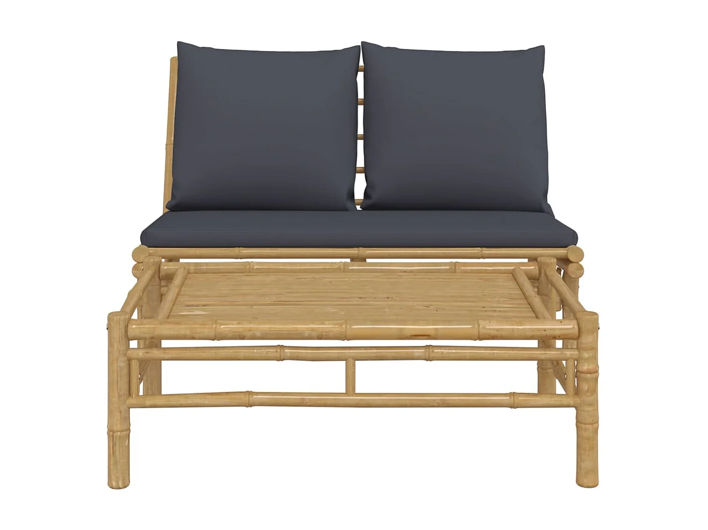 2-tlg. Garten-Sitzgruppe: Sofa + Tisch | Garten-Lounge-Set mit Dunkelgrauen Kissen Bambus -GKD246910