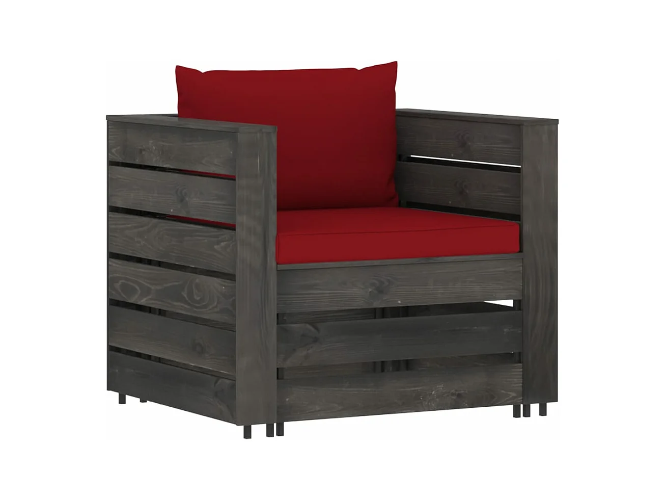 7 pz Set Salotti da Giardino con Cuscini Legno Impregnato Grigio CFW12676