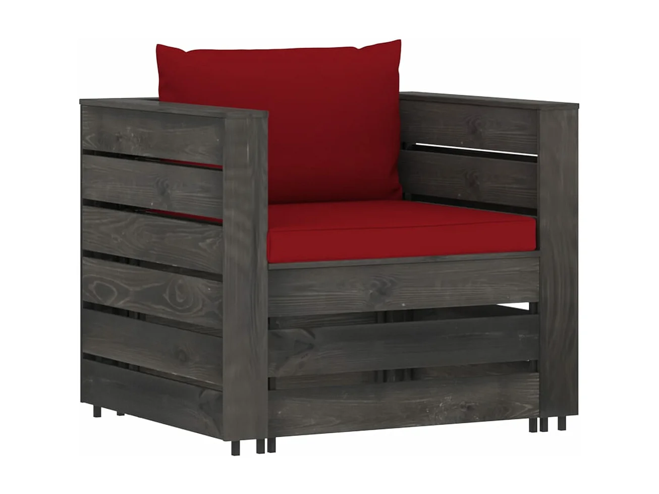 7 pz Set Salotti da Giardino con Cuscini Legno Impregnato Grigio CFW12676