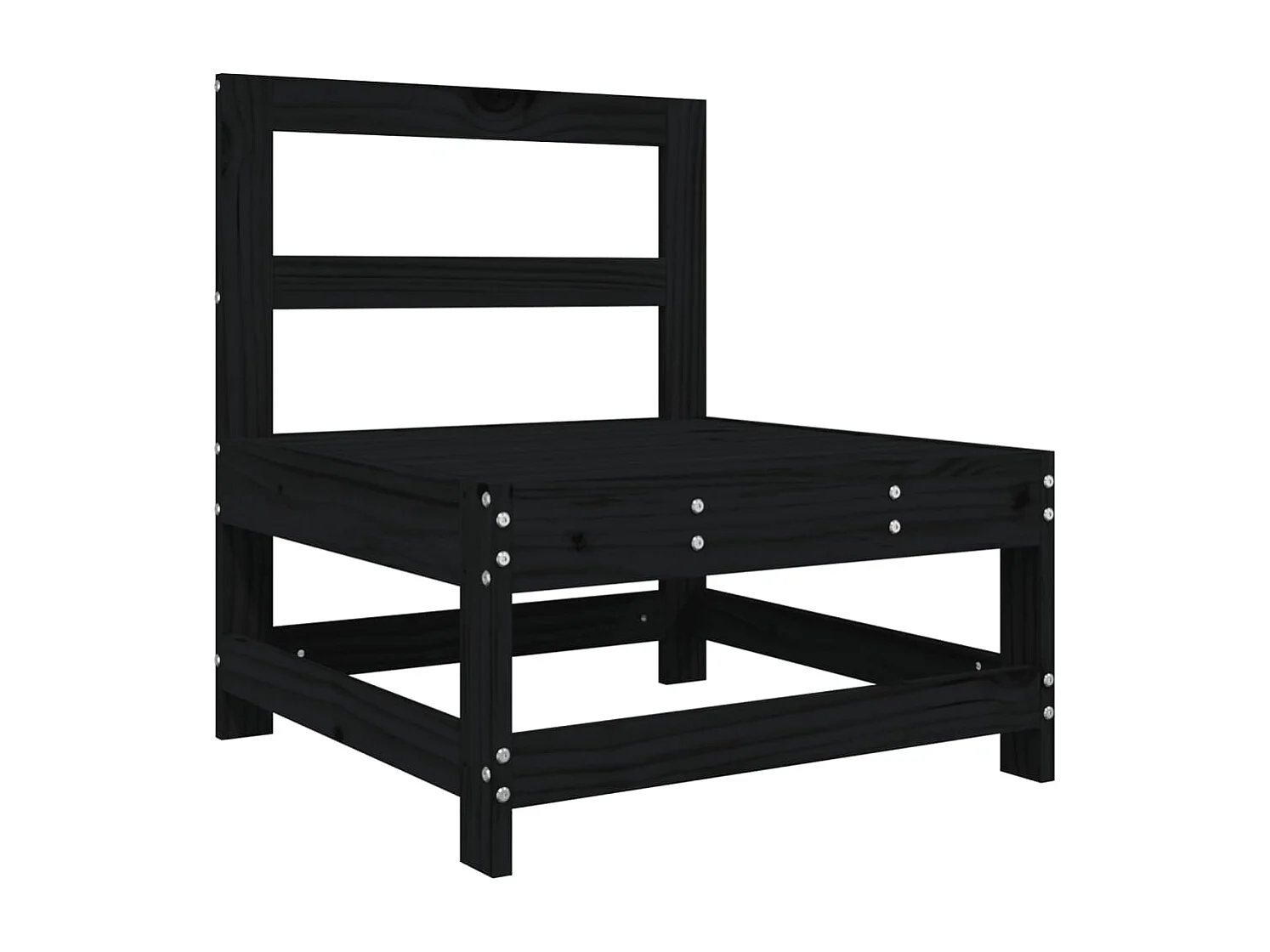 3-tlg. Garten-Sitzgruppe: Sofa + Tisch | Garten-Lounge-Set Schwarz Massivholz Kiefer -GKD202535