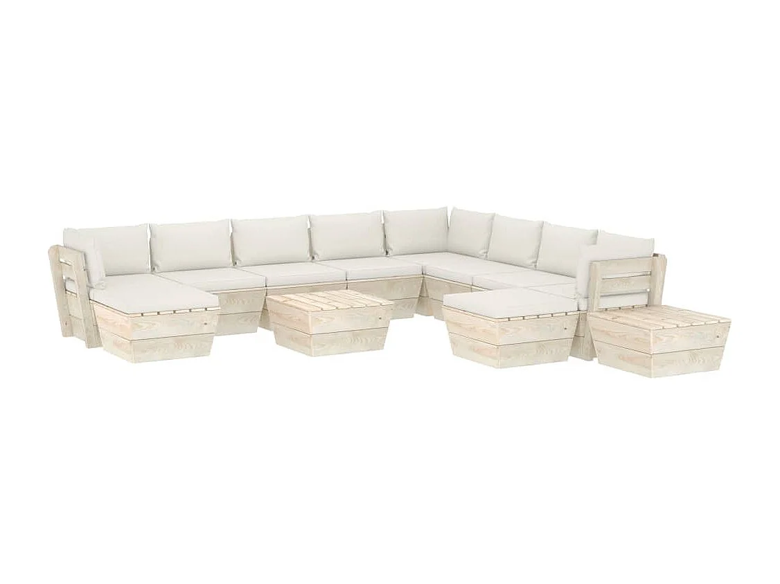 Set Salotti da Giardino su Pallet 12 pz con Cuscini Legno Abete CFW88751