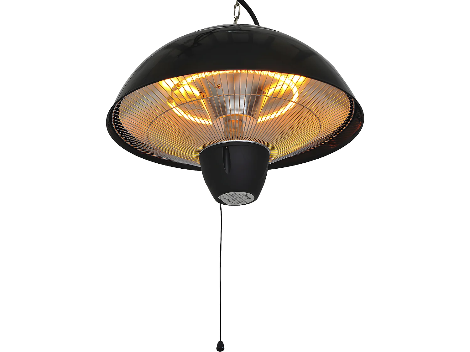 Outsunny chauffage radiant suspendu chauffage infrarouge à quartz 1500 W capacité 9 m² dim. Ø 41 x 31H cm noir