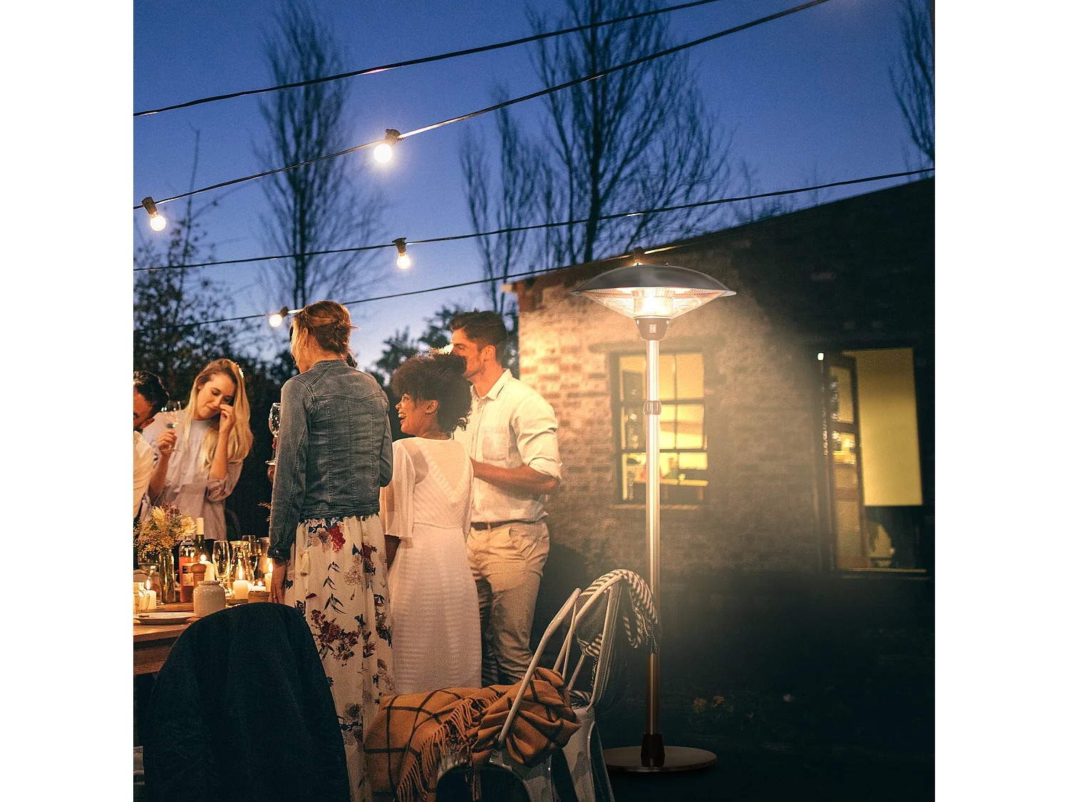 Parasol chauffant infrarouge à quartz 3000 W max. - hauteur réglable Ø 58,5 x 160-200H cm - chauffage radiant sur pied - puissance réglable