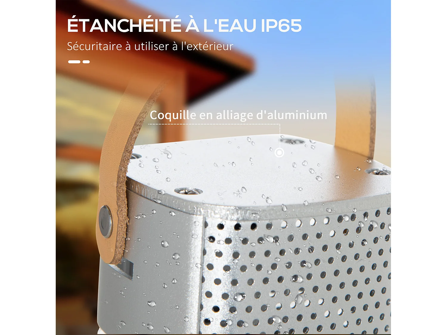 Chauffage extérieur infrarouge 1500 W - chauffage radiant sur pied avec poignée - dim. Ø 21 x 75H cm - alliage alu.