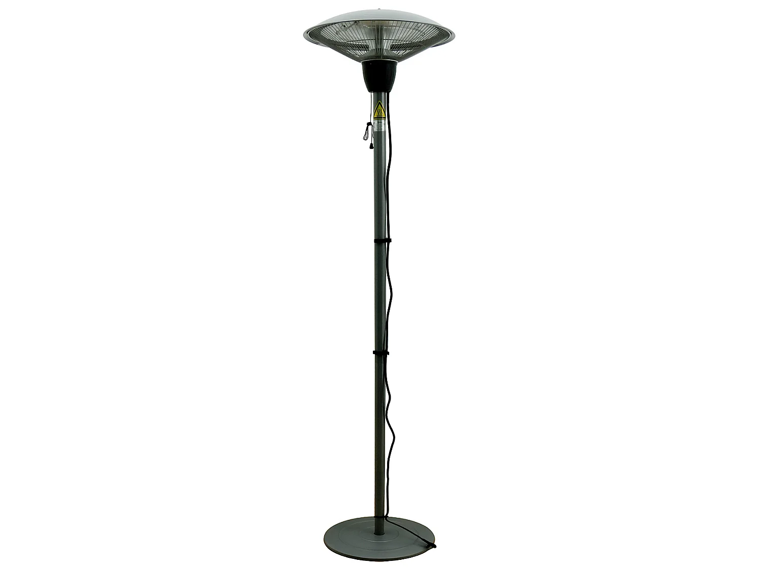 Outsunny Parasol chauffant infrarouge à quartz Ø 44 x 190 cm chauffage radiant sur pied 1500 W métal gris