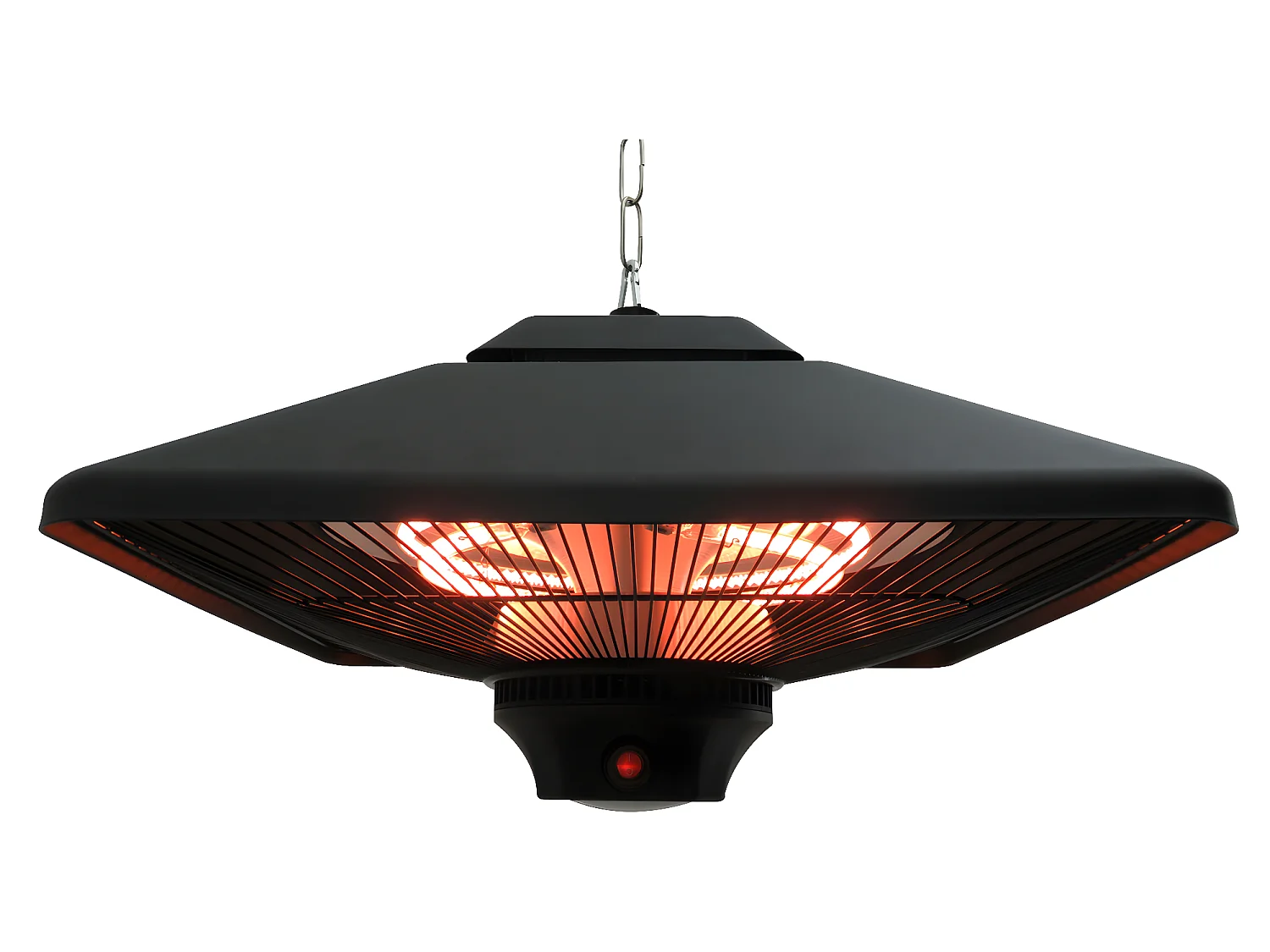Outsunny Chauffage radiant suspendu 43L x 43l x 25H cm 2 tubes 1000/2000 W extérieur intérieur télécommande éclairage LED intégré noir